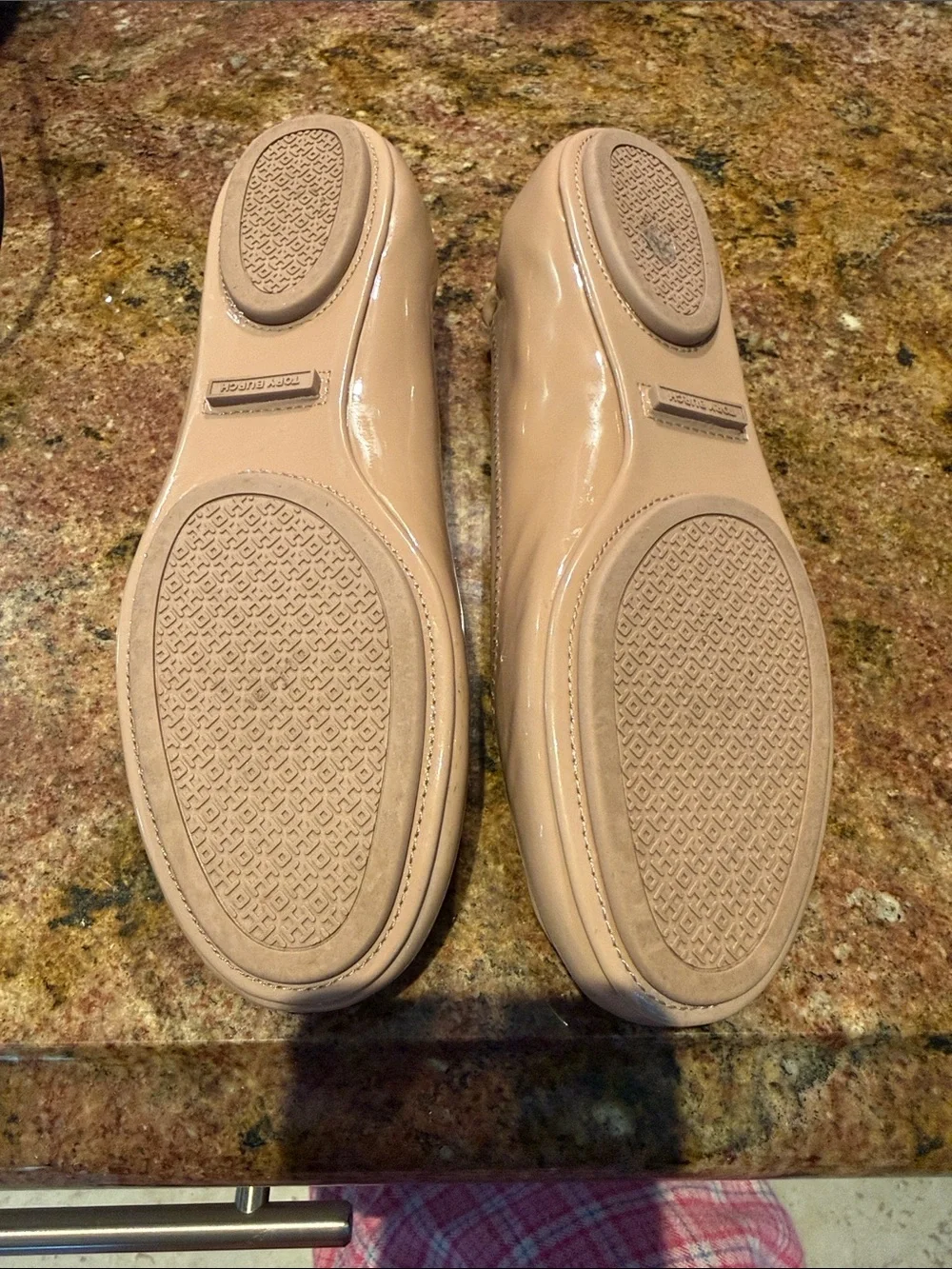 Tory Burch Nude Patent Leather Logo Ballet Flats